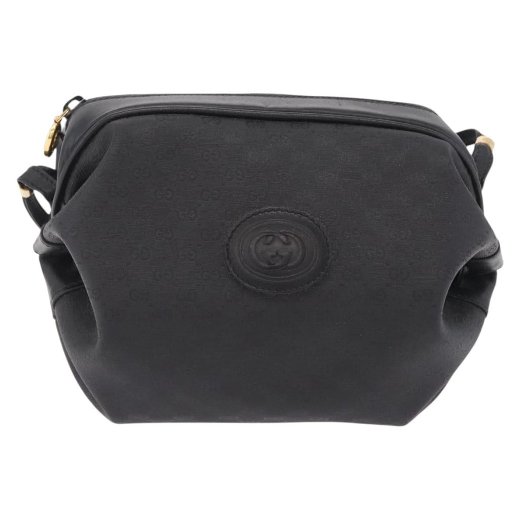 GUCCI Micro GG Shoulder Bag PVC Black Gold Tone 007 115 0086 Auth 208622