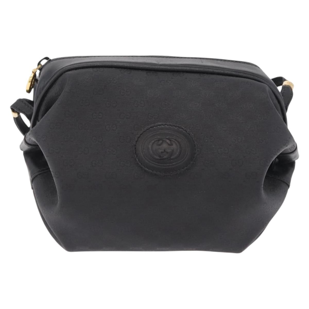 GUCCI Micro GG Shoulder Bag PVC Black Gold Tone 007 115 0086 Auth 208622
