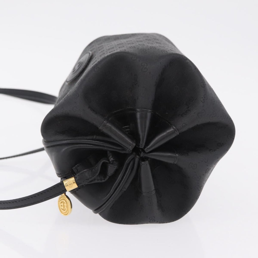 GUCCI Micro GG Shoulder Bag PVC Black Gold Tone 007 115 0086 Auth 208622