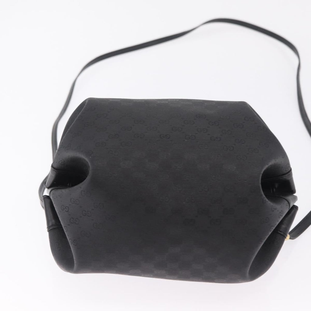 GUCCI Micro GG Shoulder Bag PVC Black Gold Tone 007 115 0086 Auth 208622