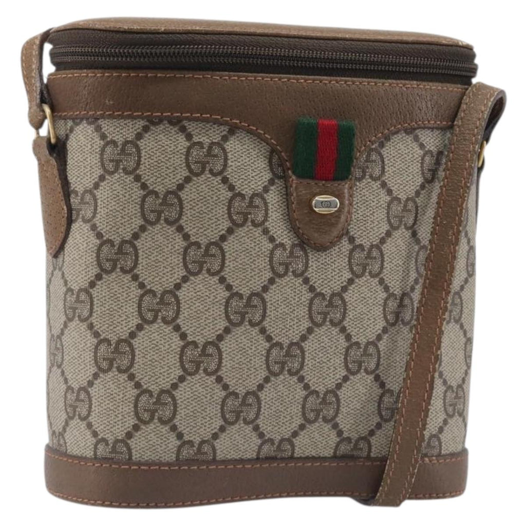 GUCCI GG Supreme Web Sherry Line Shoulder Bag PVC Beige 904 02 070 Auth 208628