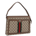 GUCCI GG Supreme Web Sherry Line Shoulder Bag PVC Beige 14 02 013 Auth 208657