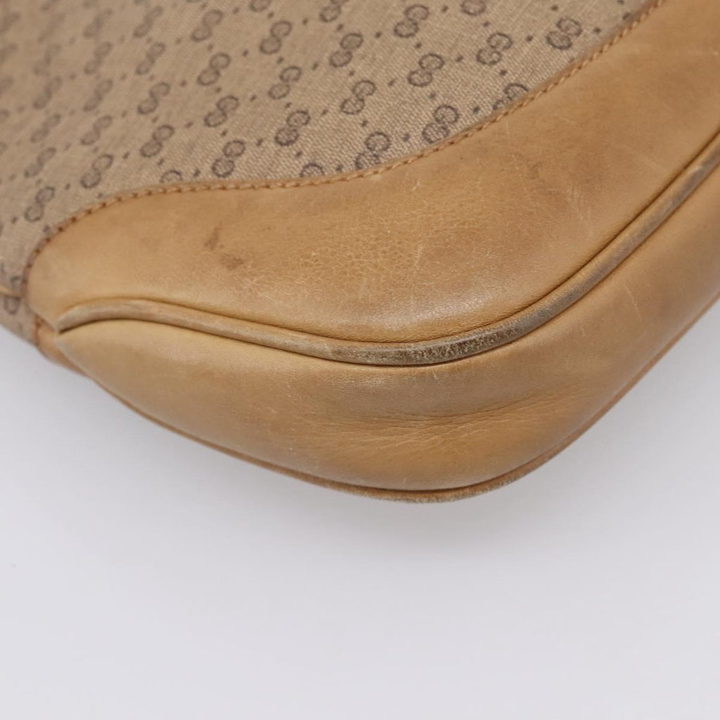 GUCCI Micro GG Supreme Jackie Hand Bag PVC Beige Gold Auth 208663