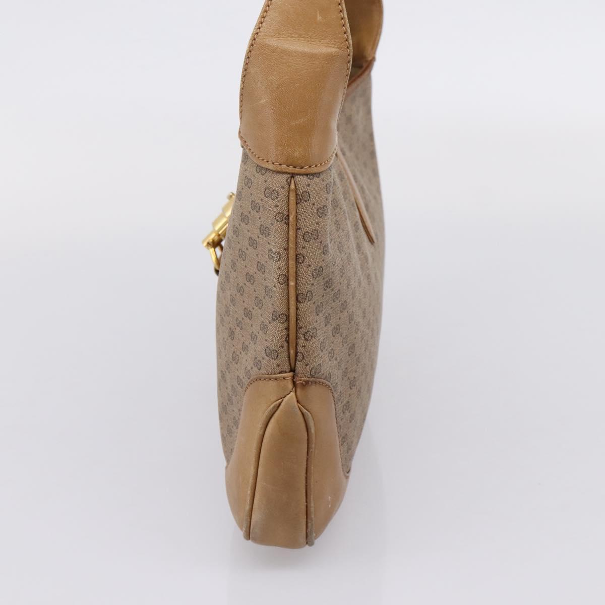 GUCCI Micro GG Supreme Jackie Hand Bag PVC Beige Gold Auth 208663