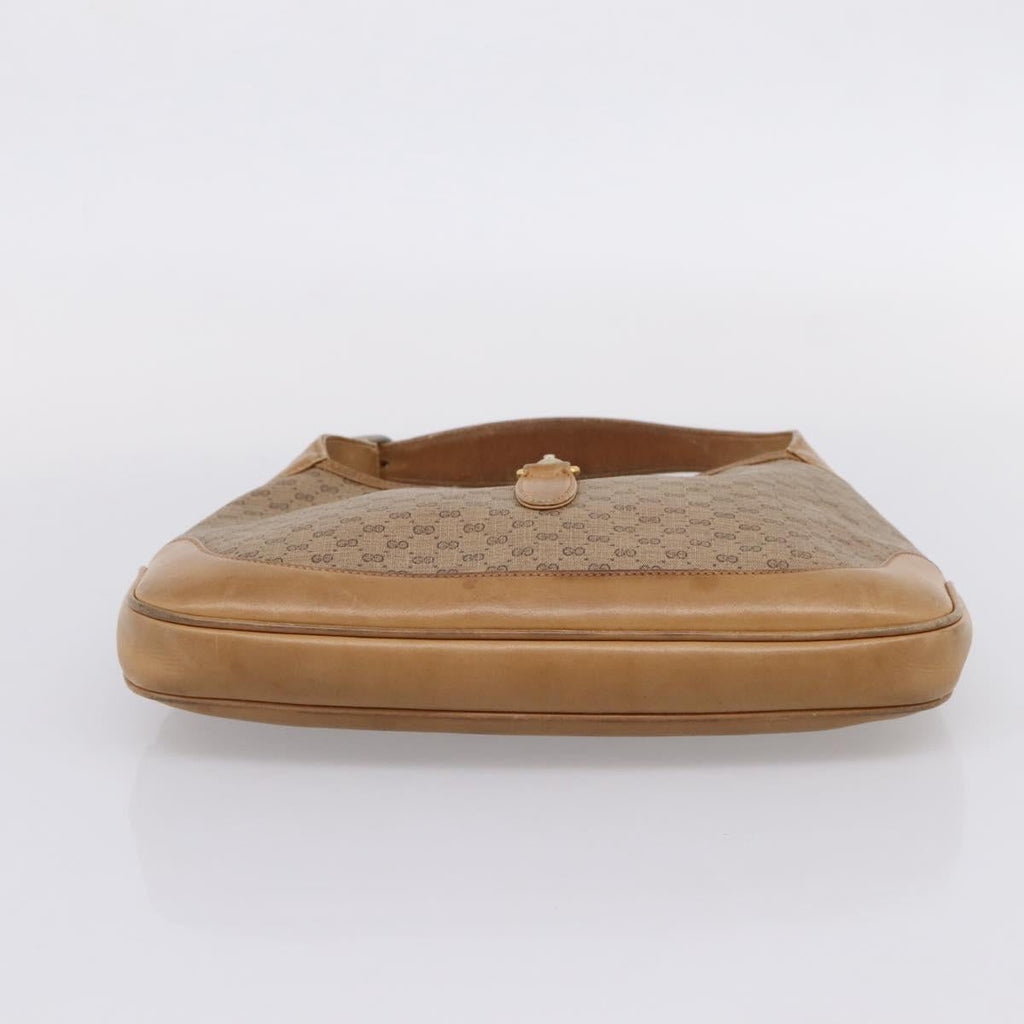 GUCCI Micro GG Supreme Jackie Hand Bag PVC Beige Gold Auth 208663