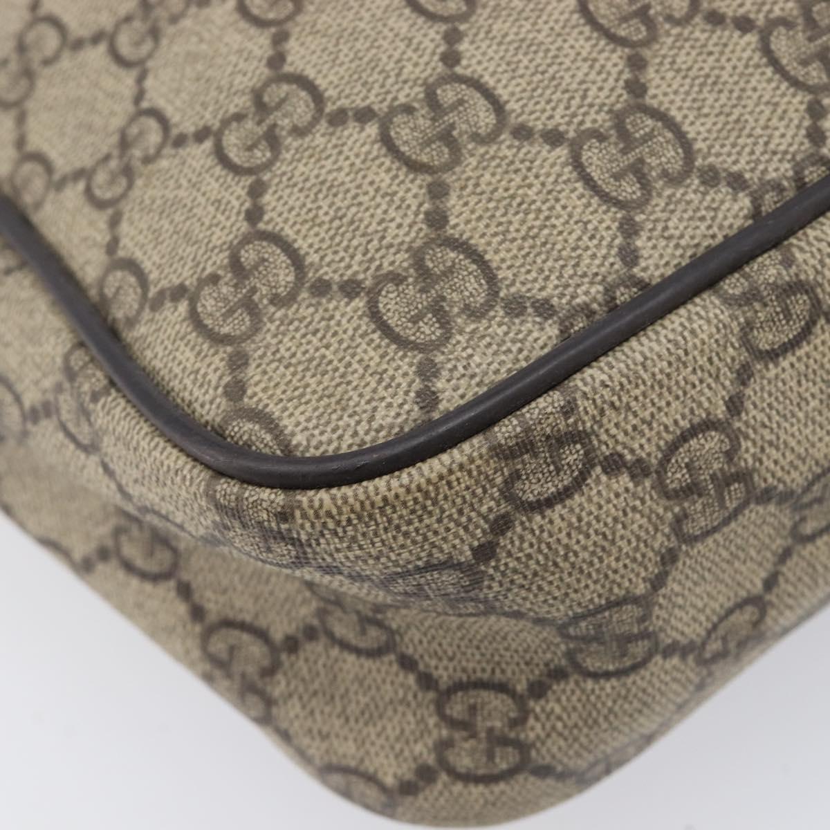 GUCCI GG Supreme Shoulder Bag PVC Beige Gold 233268 Auth 208664