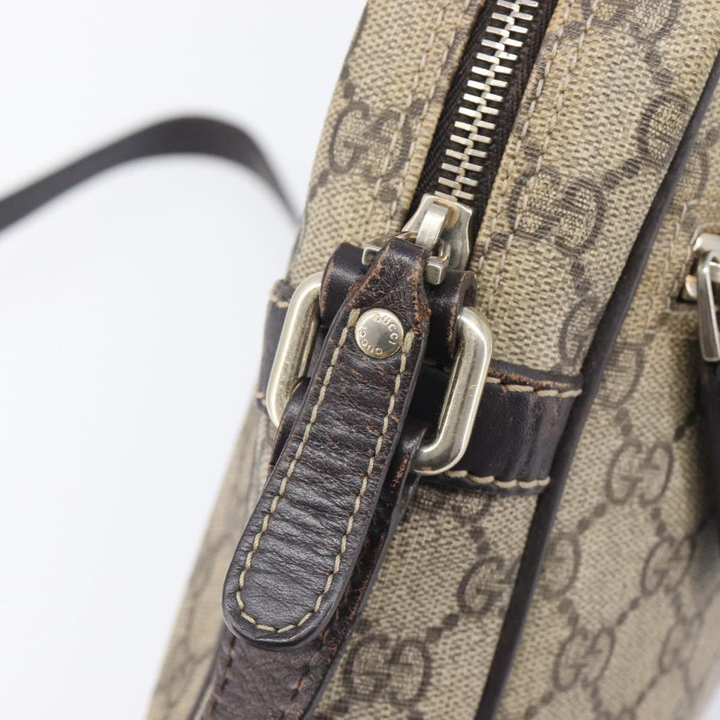 GUCCI GG Supreme Shoulder Bag PVC Beige Gold 233268 Auth 208664