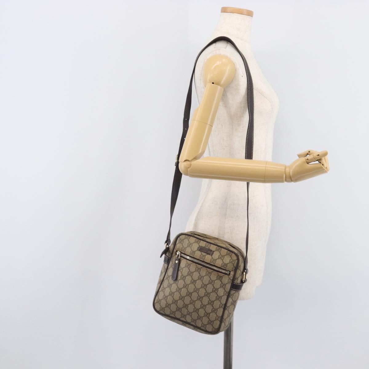 GUCCI GG Supreme Shoulder Bag PVC Beige Gold 233268 Auth 208664
