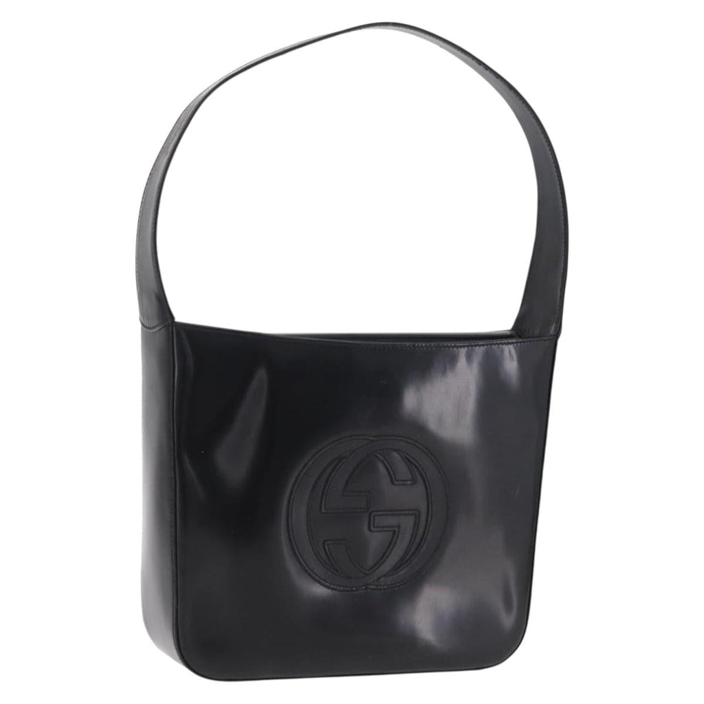 GUCCI Shoulder Bag patent Black 000 1186 0506 Auth 208668