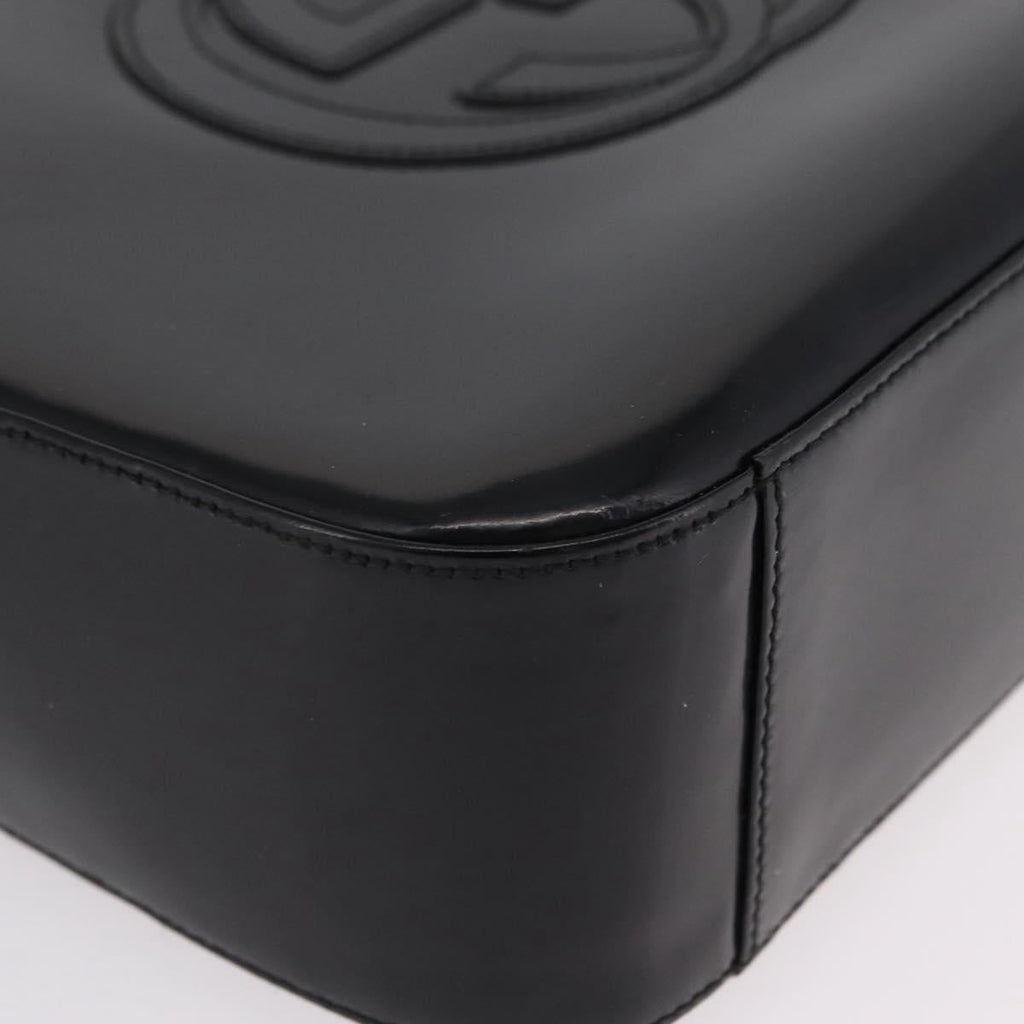 GUCCI Shoulder Bag patent Black 000 1186 0506 Auth 208668