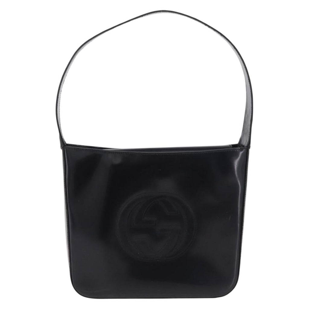 GUCCI Shoulder Bag patent Black 000 1186 0506 Auth 208668