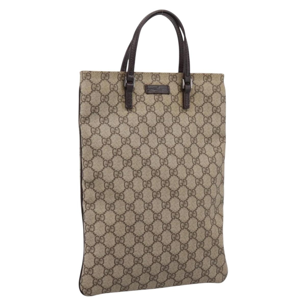 GUCCI GG Supreme Hand Bag PVC Beige Silver 117551 Auth 208679V