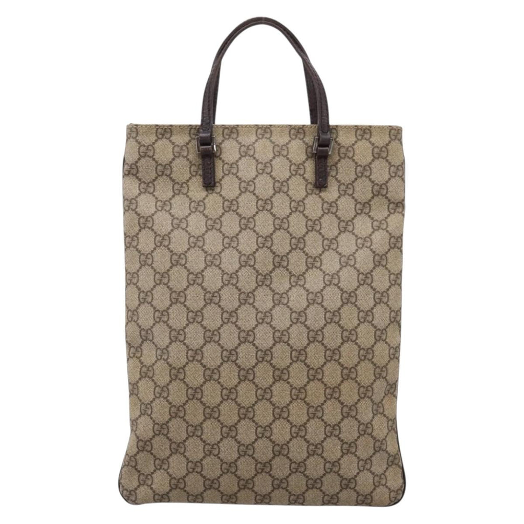 GUCCI GG Supreme Hand Bag PVC Beige Silver 117551 Auth 208679V