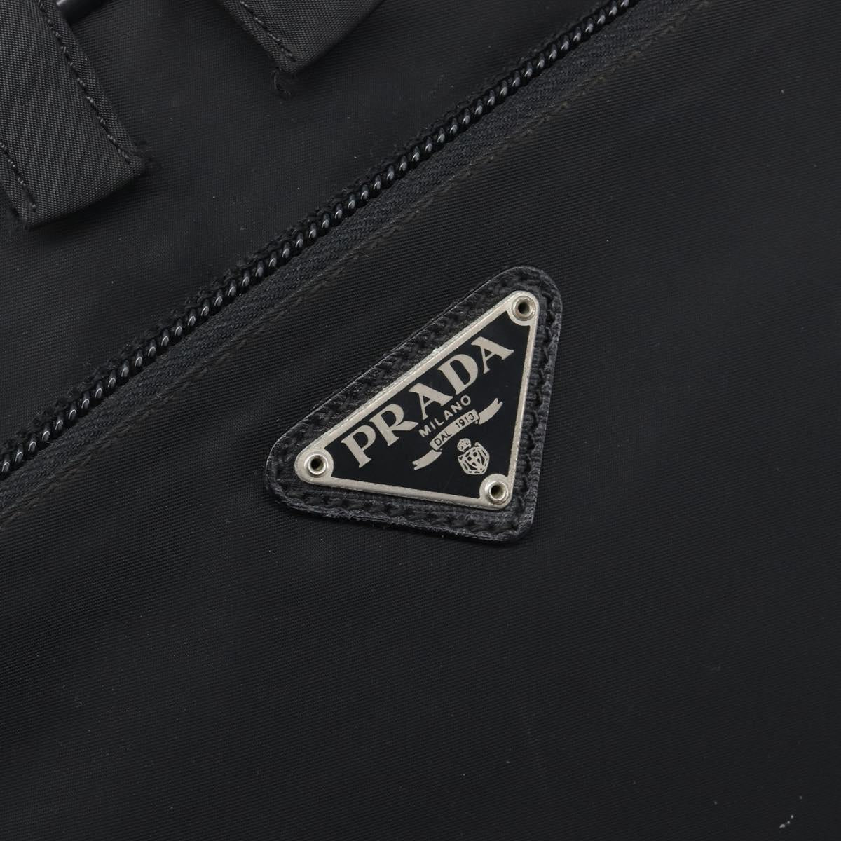 PRADA Business Bag Nylon 2way Black Silver Auth 208691A