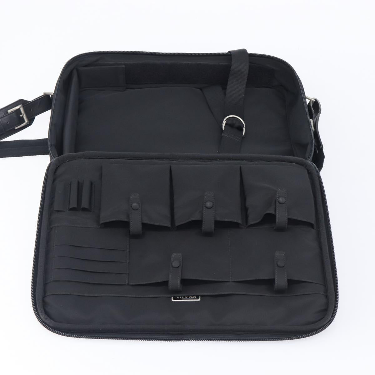 PRADA Business Bag Nylon 2way Black Silver Auth 208691A