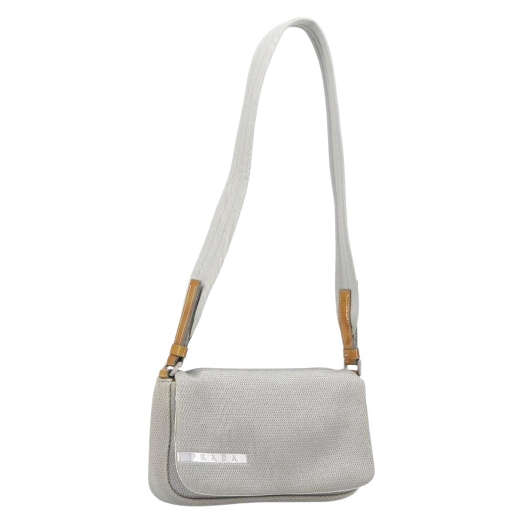 PRADA PRADA Sports Shoulder Bag Nylon Gray Silver Auth 208699A
