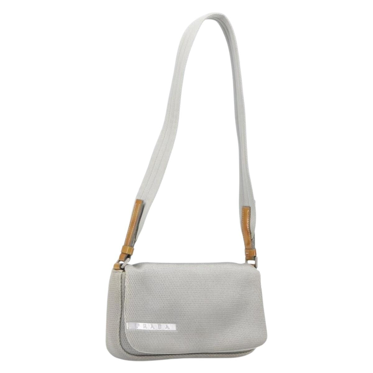 PRADA PRADA Sports Shoulder Bag Nylon Gray Silver Auth 208699A