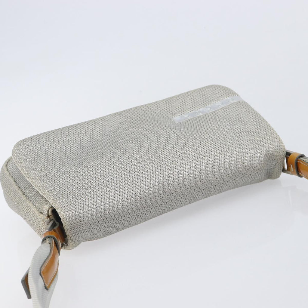 PRADA PRADA Sports Shoulder Bag Nylon Gray Silver Auth 208699A