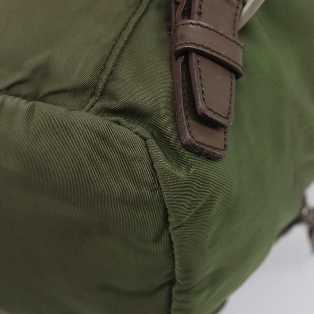 PRADA Backpack Nylon Green Silver Auth 208704