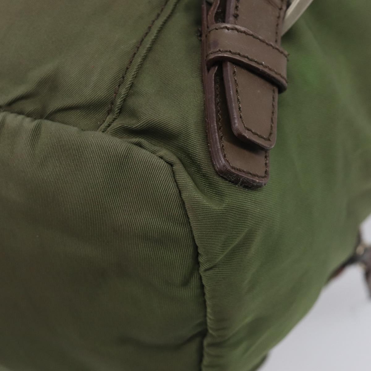 PRADA Backpack Nylon Green Silver Auth 208704