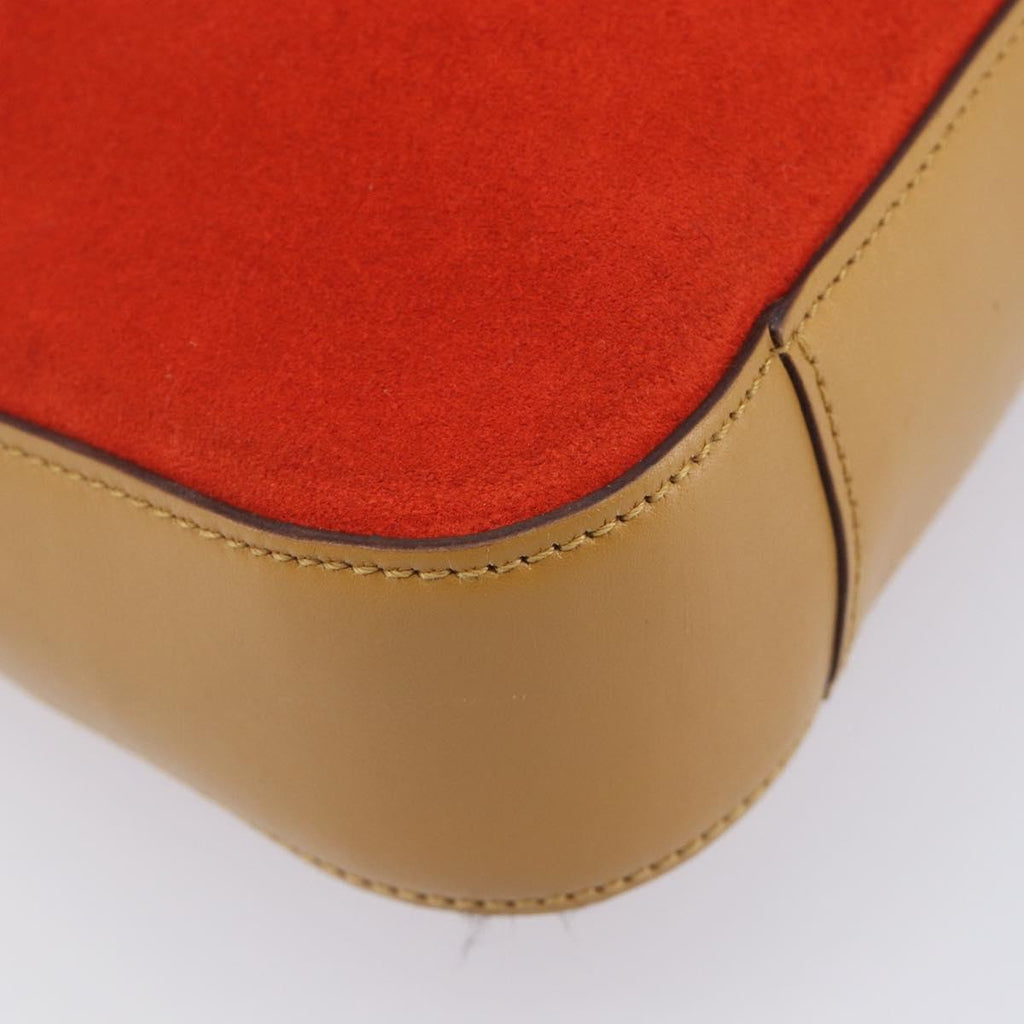 GUCCI Shoulder Bag Suede Red Gold 001 3812 Auth 208709V
