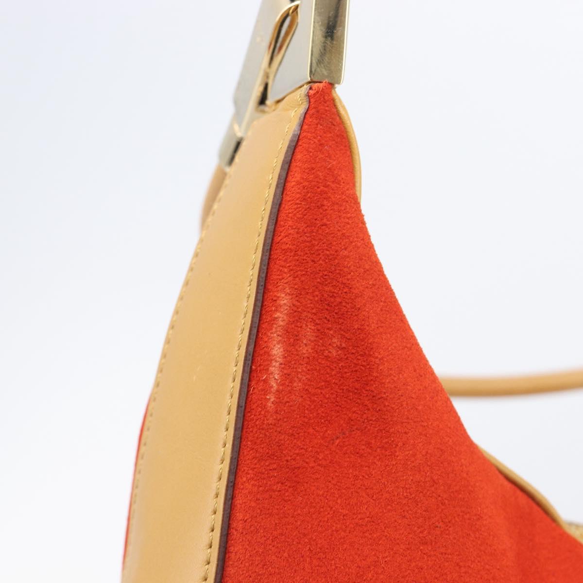 GUCCI Shoulder Bag Suede Red Gold 001 3812 Auth 208709V