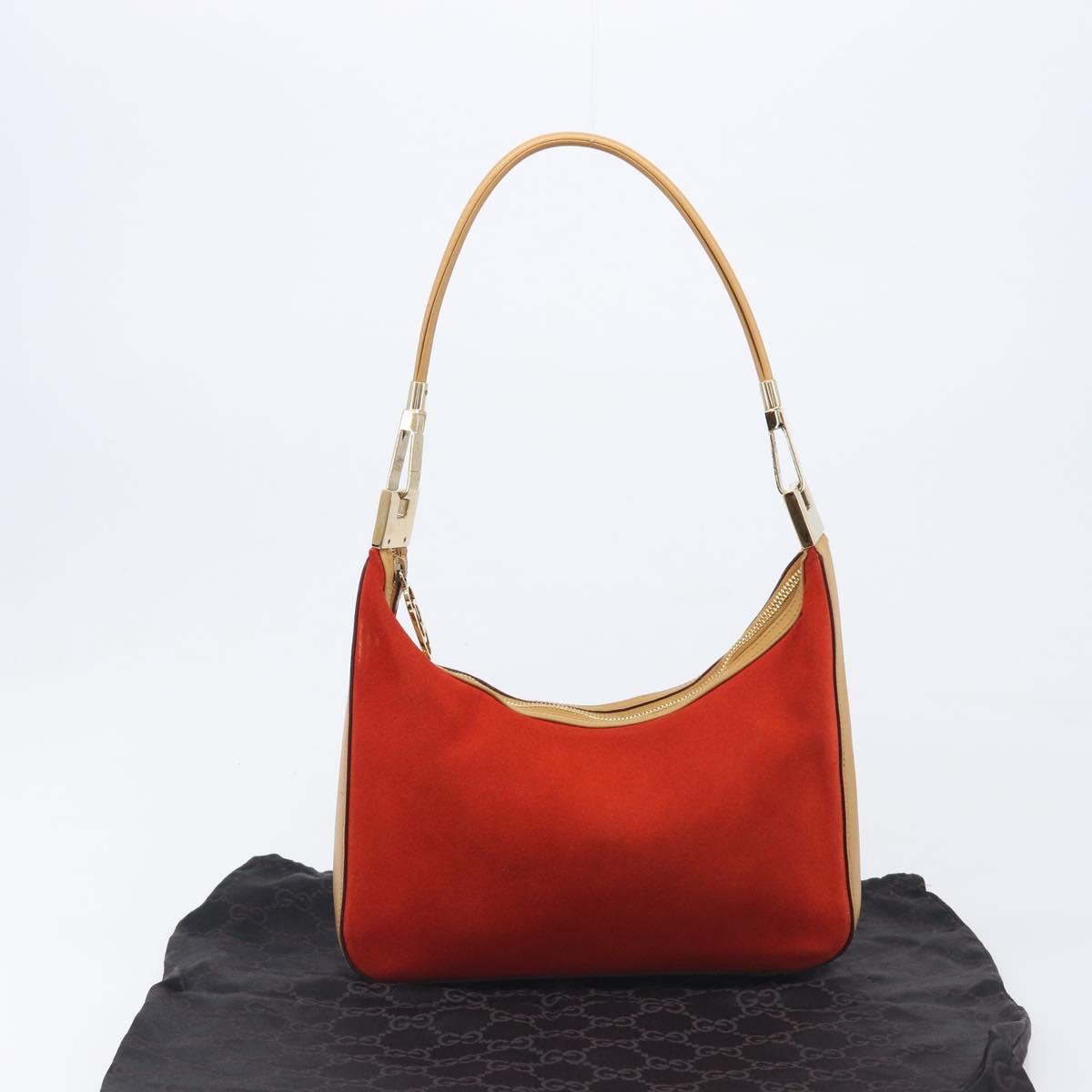 GUCCI Shoulder Bag Suede Red Gold 001 3812 Auth 208709V