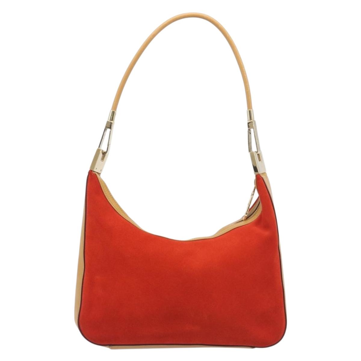 GUCCI Shoulder Bag Suede Red Gold 001 3812 Auth 208709V