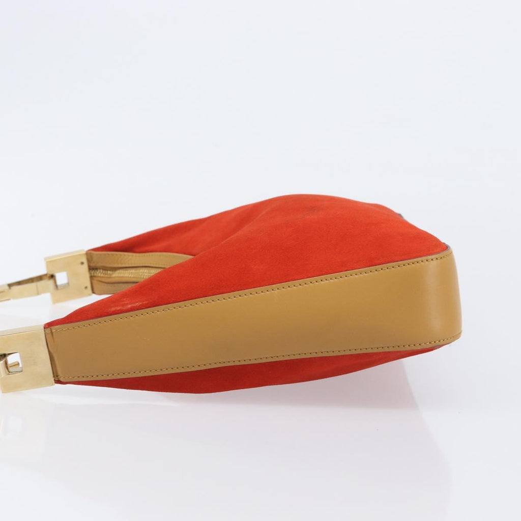 GUCCI Shoulder Bag Suede Red Gold 001 3812 Auth 208709V