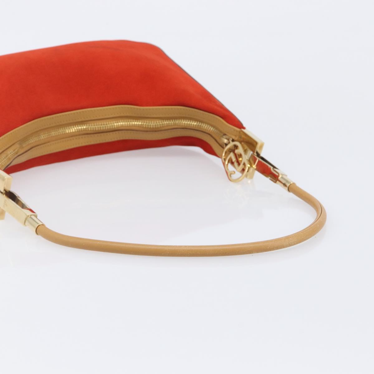 GUCCI Shoulder Bag Suede Red Gold 001 3812 Auth 208709V