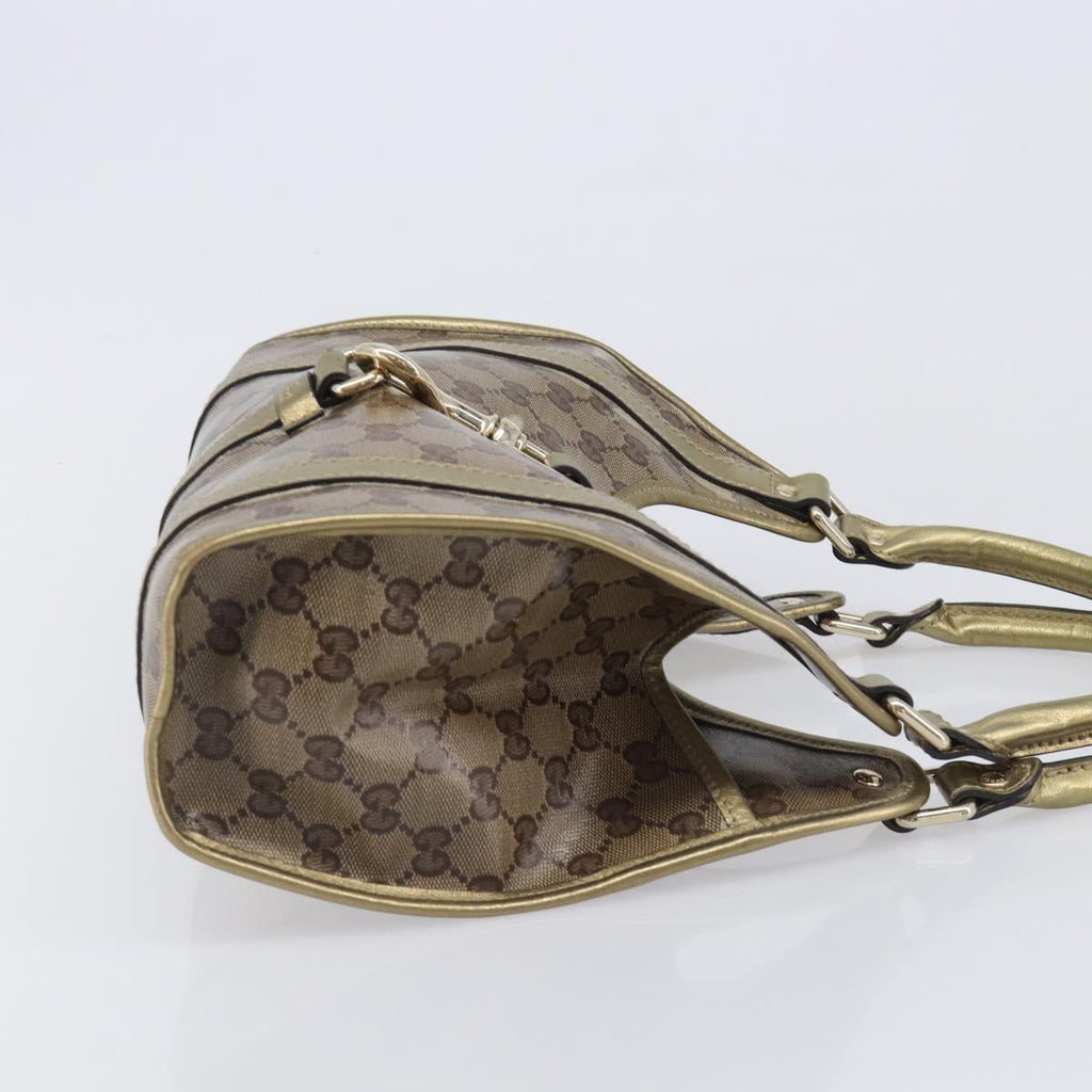 GUCCI GG Crystal Jackie Shoulder Bag Beige Gold 203495 Auth 208732