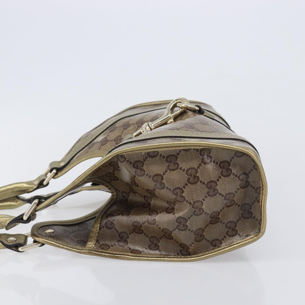 GUCCI GG Crystal Jackie Shoulder Bag Beige Gold 203495 Auth 208732