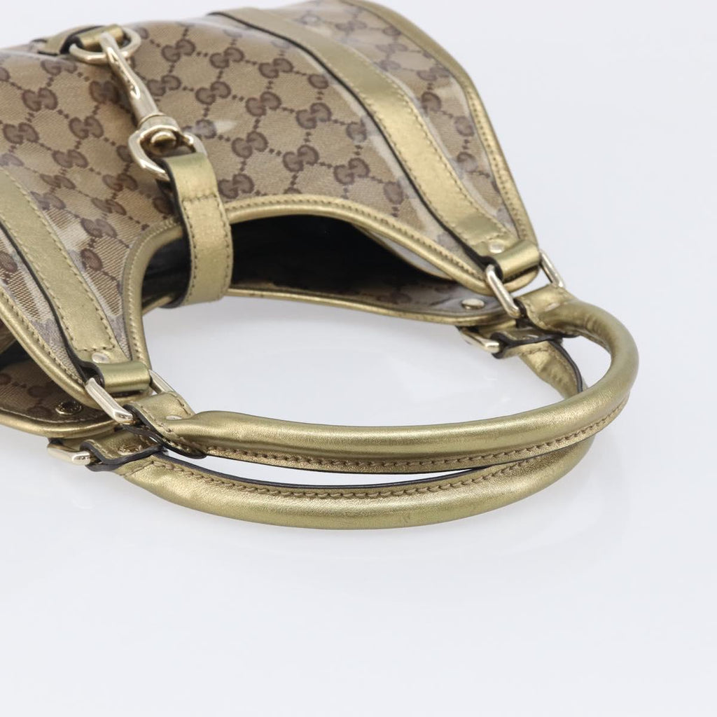 GUCCI GG Crystal Jackie Shoulder Bag Beige Gold 203495 Auth 208732
