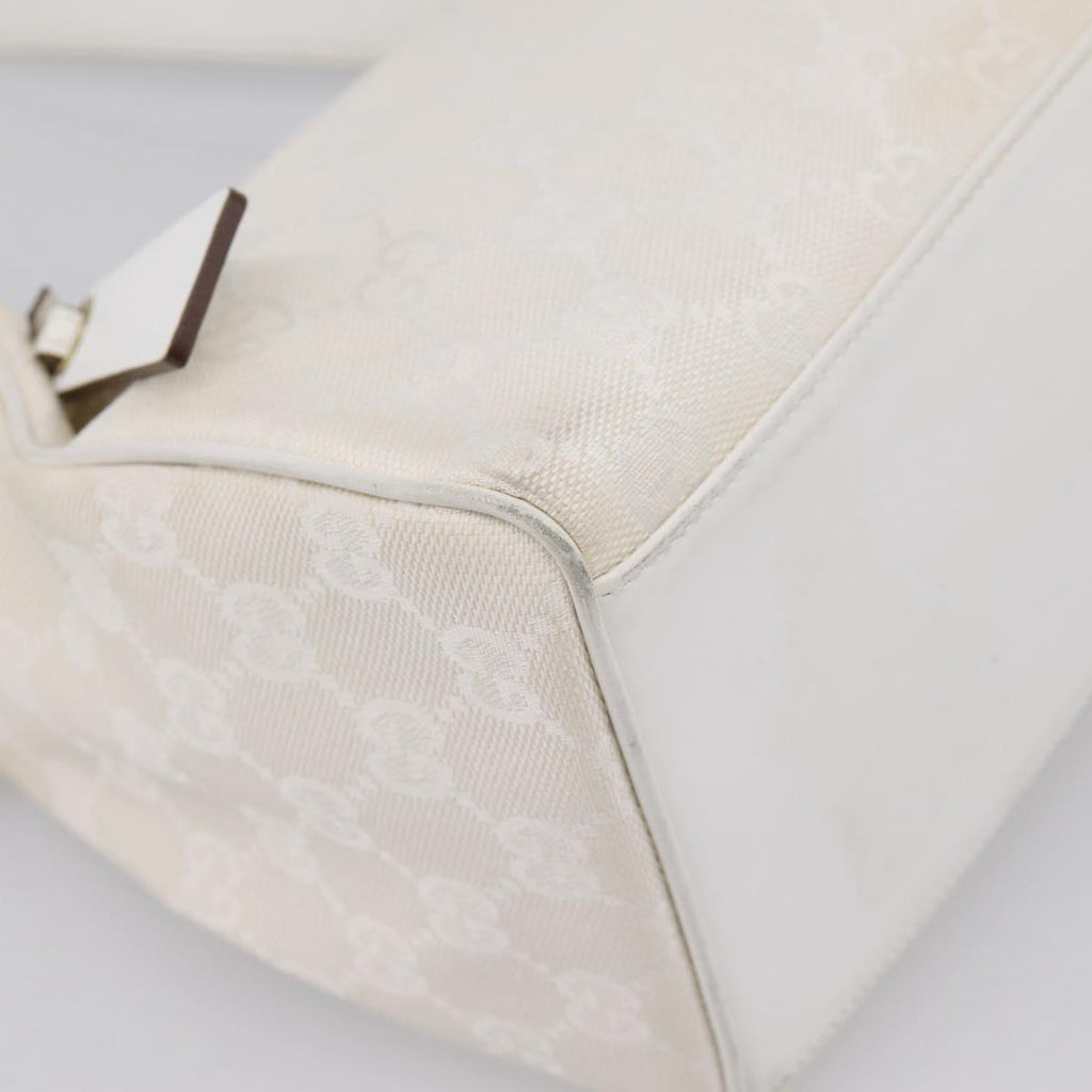 GUCCI Shoulder Bag GG Canvas White Gold 92699 Auth 208744A