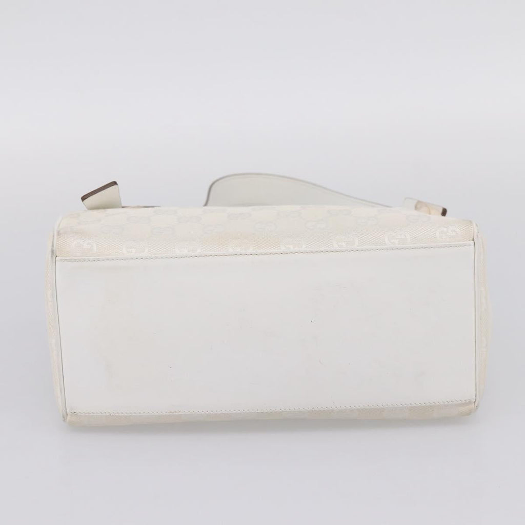 GUCCI Shoulder Bag GG Canvas White Gold 92699 Auth 208744A