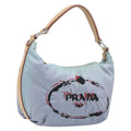 PRADA Shoulder Bag Nylon Light Blue Silver Auth 208746