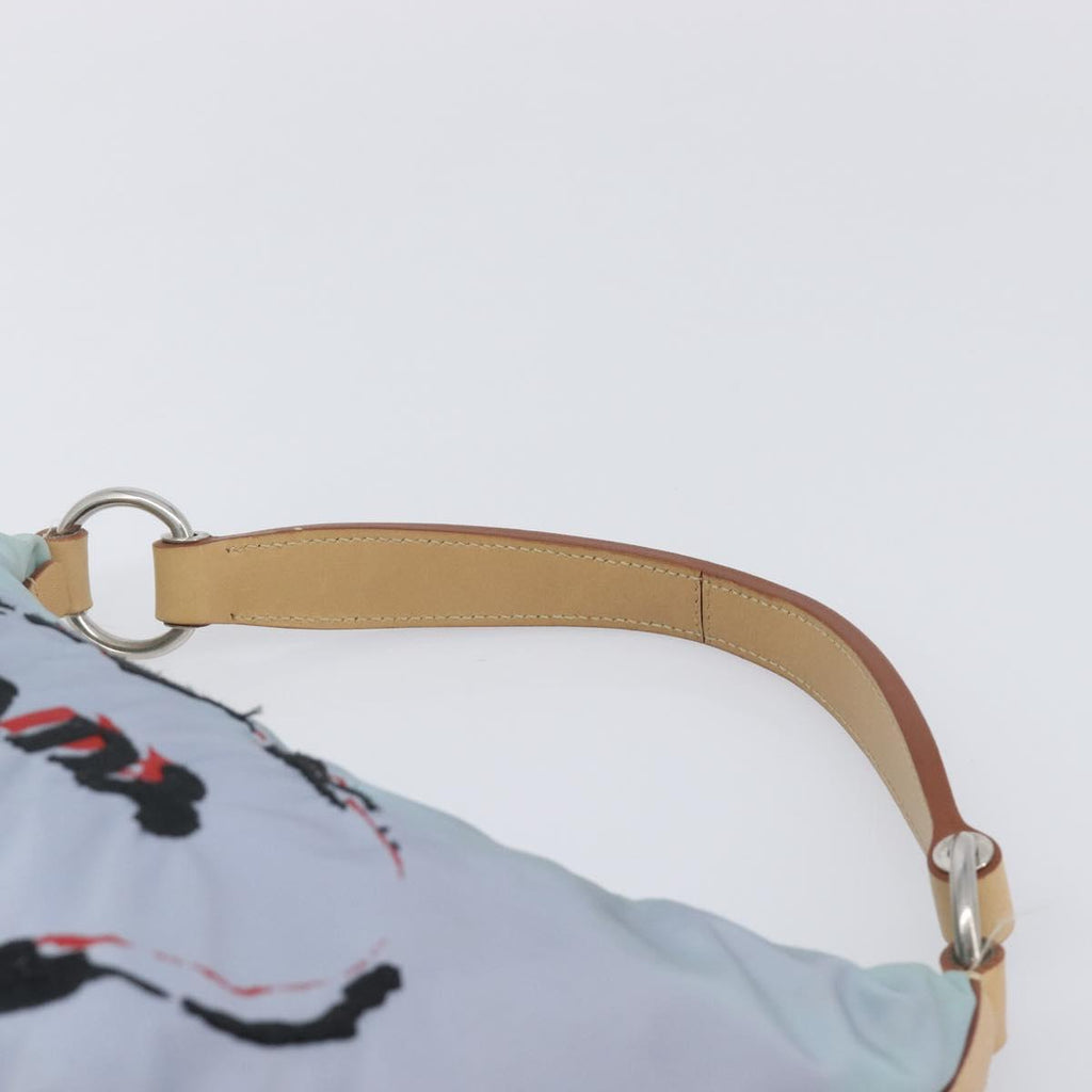 PRADA Shoulder Bag Nylon Light Blue Silver Auth 208746