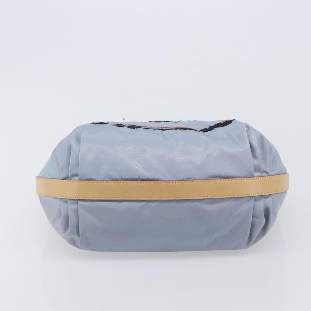 PRADA Shoulder Bag Nylon Light Blue Silver Auth 208746