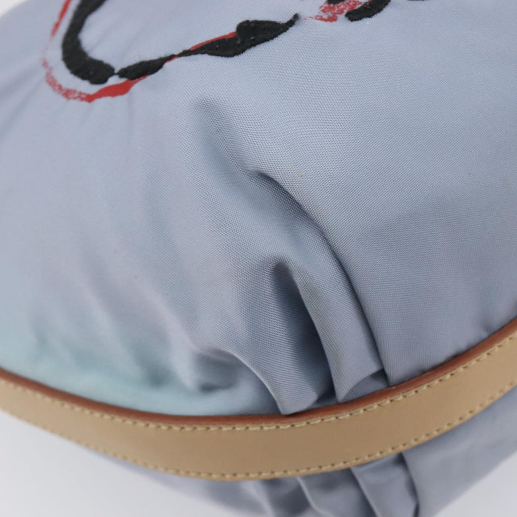 PRADA Shoulder Bag Nylon Light Blue Silver Auth 208746