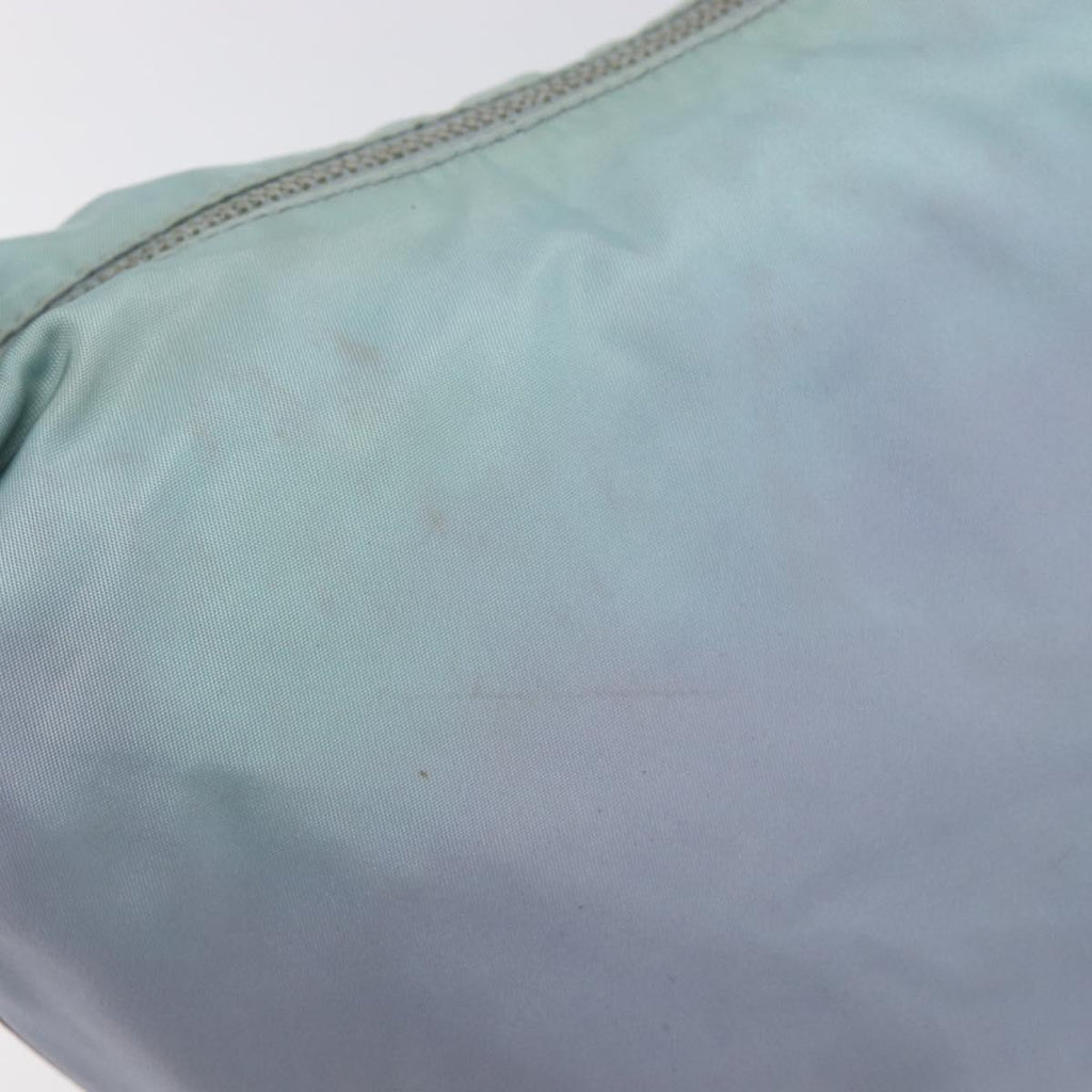 PRADA Shoulder Bag Nylon Light Blue Silver Auth 208746