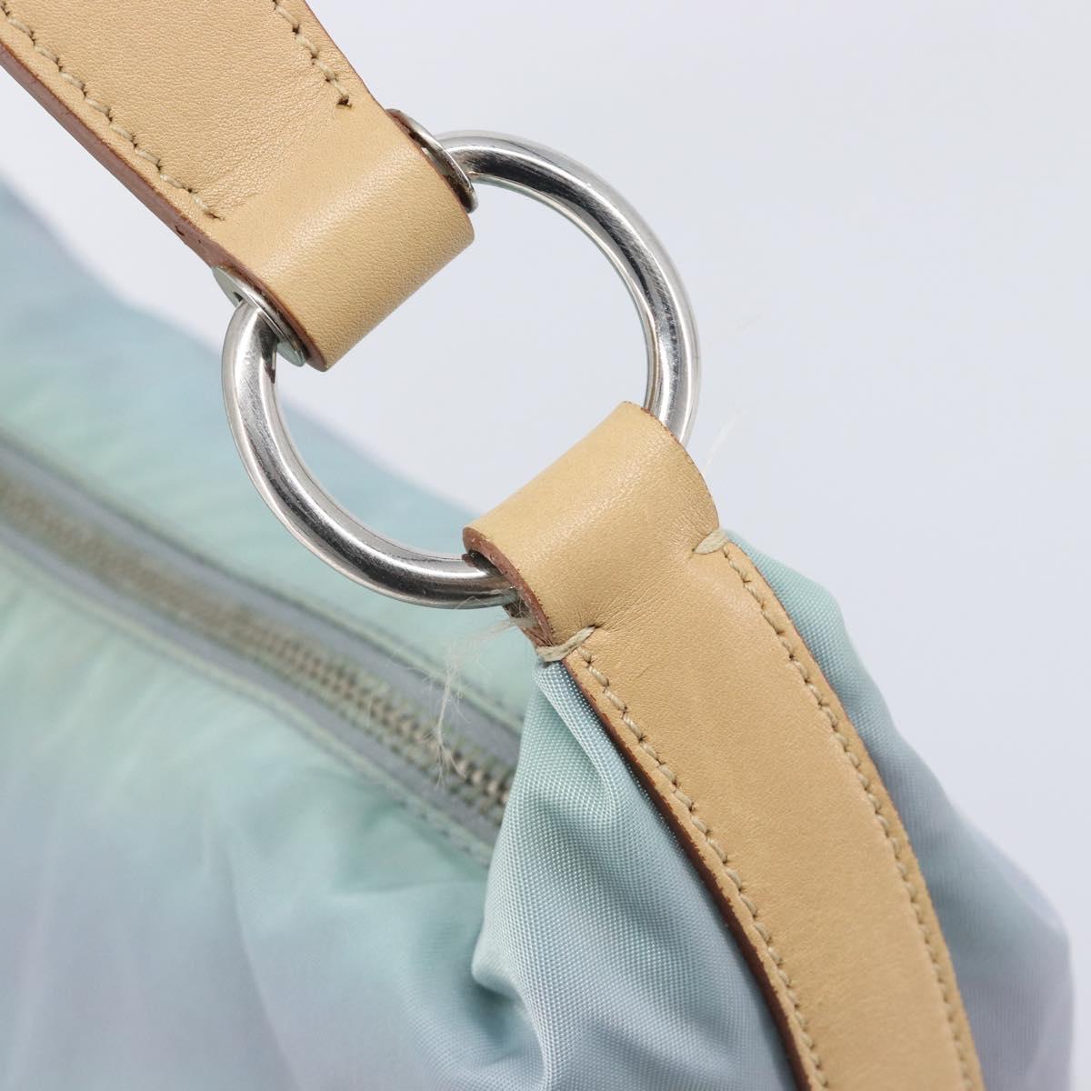 PRADA Shoulder Bag Nylon Light Blue Silver Auth 208746