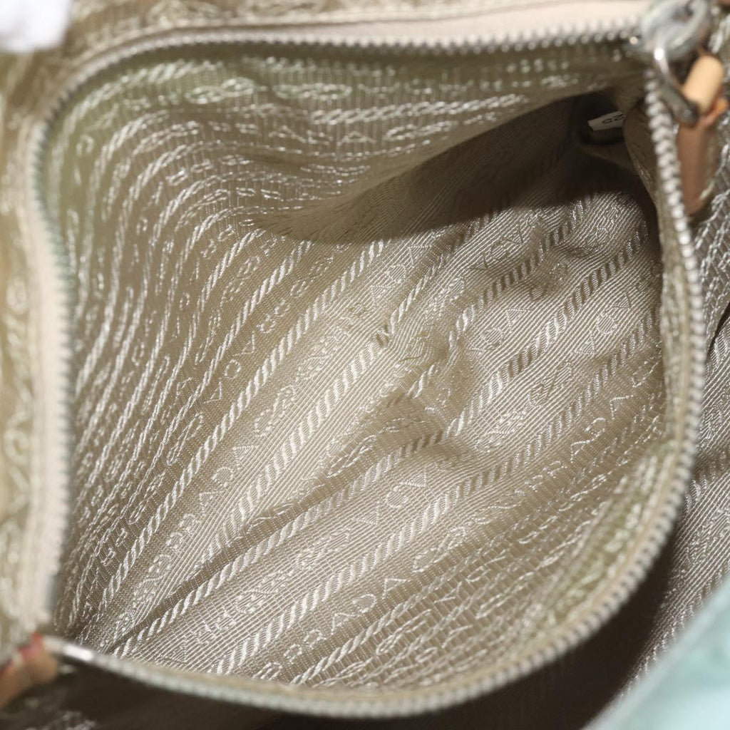 PRADA Shoulder Bag Nylon Light Blue Silver Auth 208746