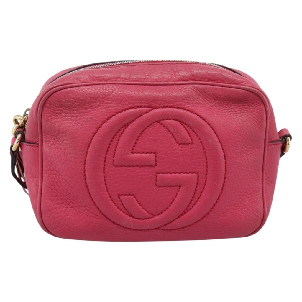 GUCCI Shoulder Bag Leather Pink Gold 308364 Auth 208778