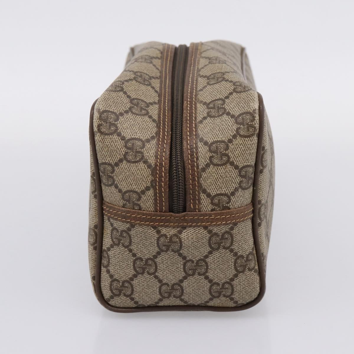 GUCCI GG Supreme Clutch Bag PVC Beige Gold Auth 208816