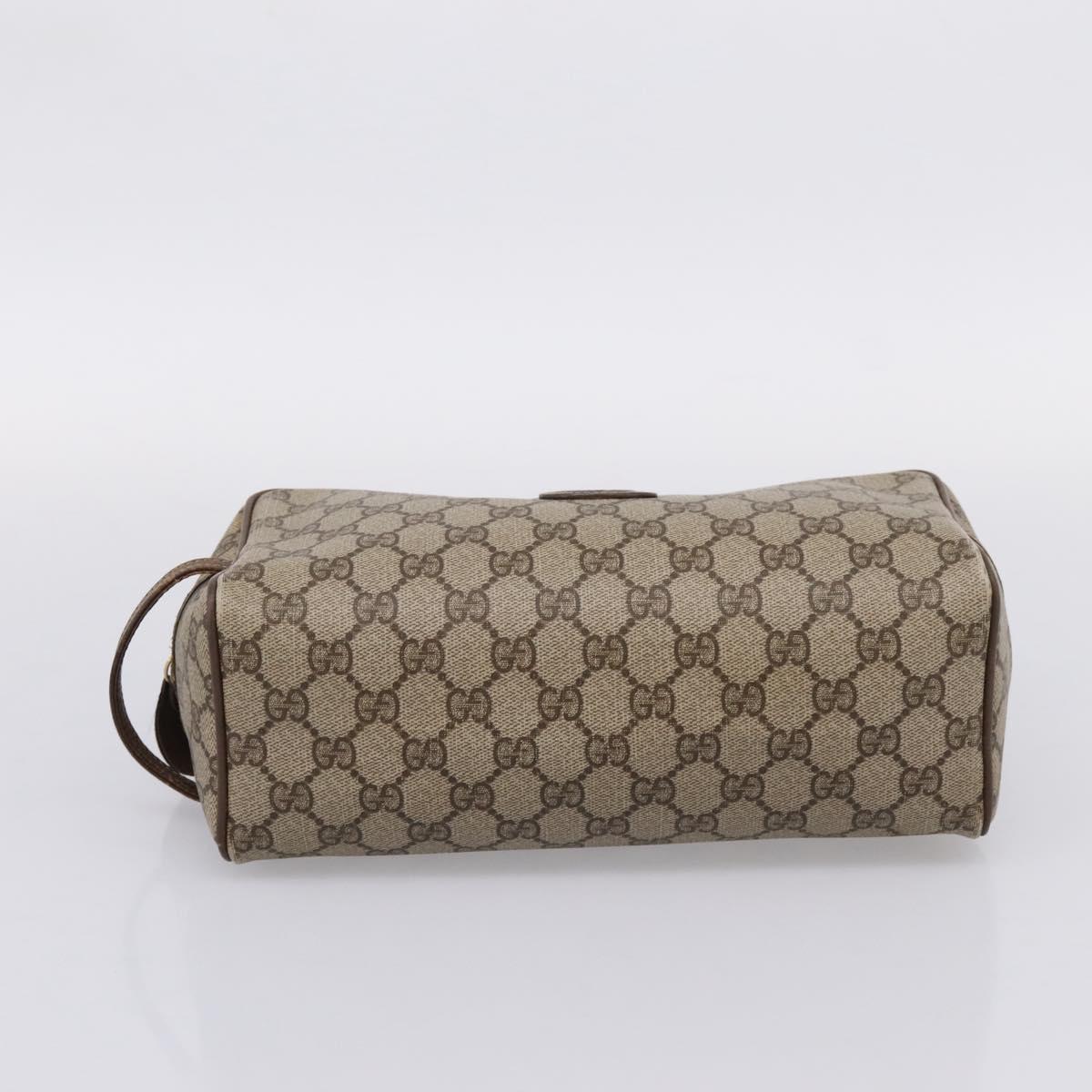 GUCCI GG Supreme Clutch Bag PVC Beige Gold Auth 208816