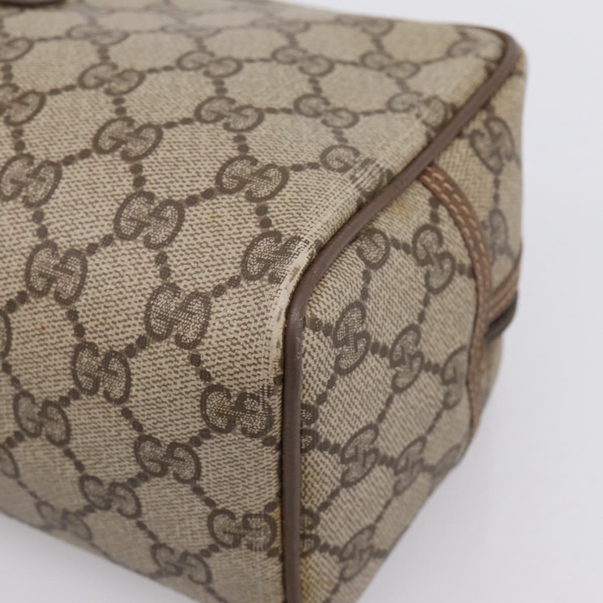 GUCCI GG Supreme Clutch Bag PVC Beige Gold Auth 208816