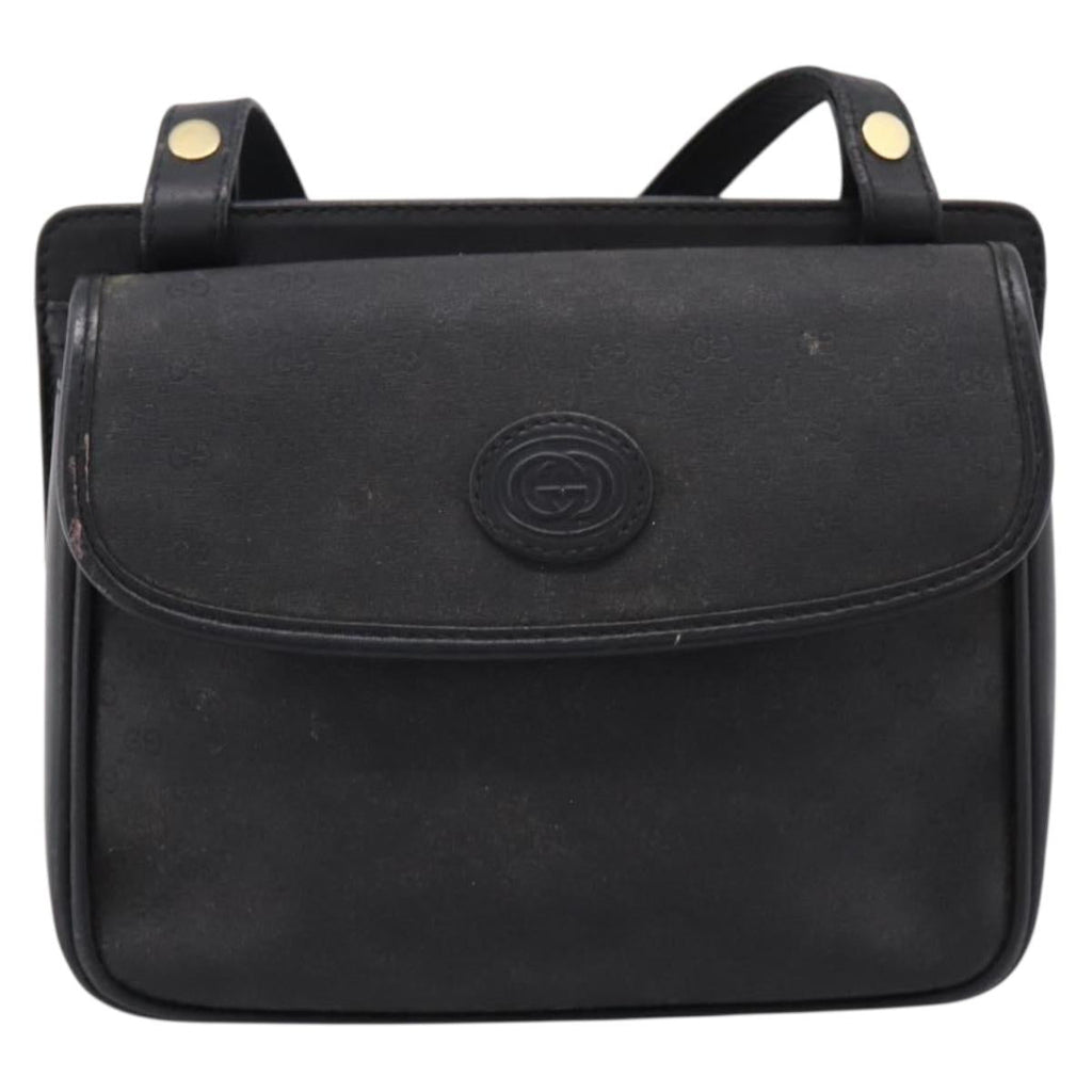 GUCCI Micro GG Supreme Shoulder Bag PVC Black Gold 007 23 0114 Auth 208817