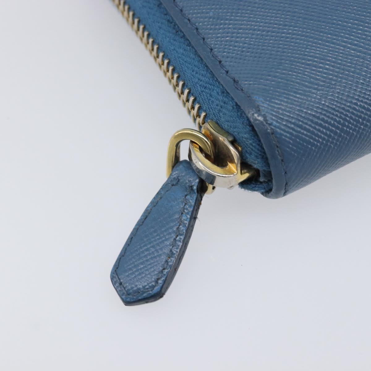 PRADA Long Wallet Safiano Leather Blue Gold Auth 208819A