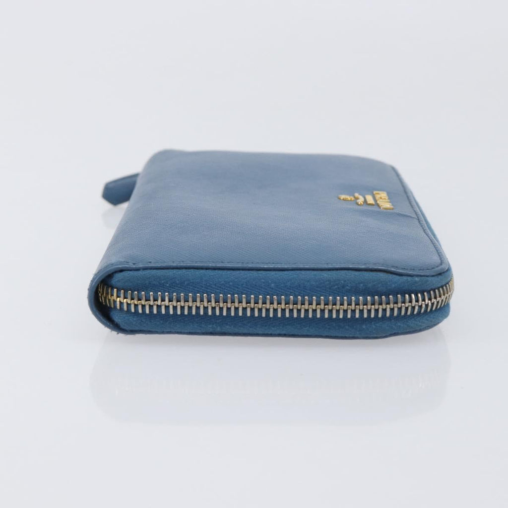 PRADA Long Wallet Safiano Leather Blue Gold Auth 208819A