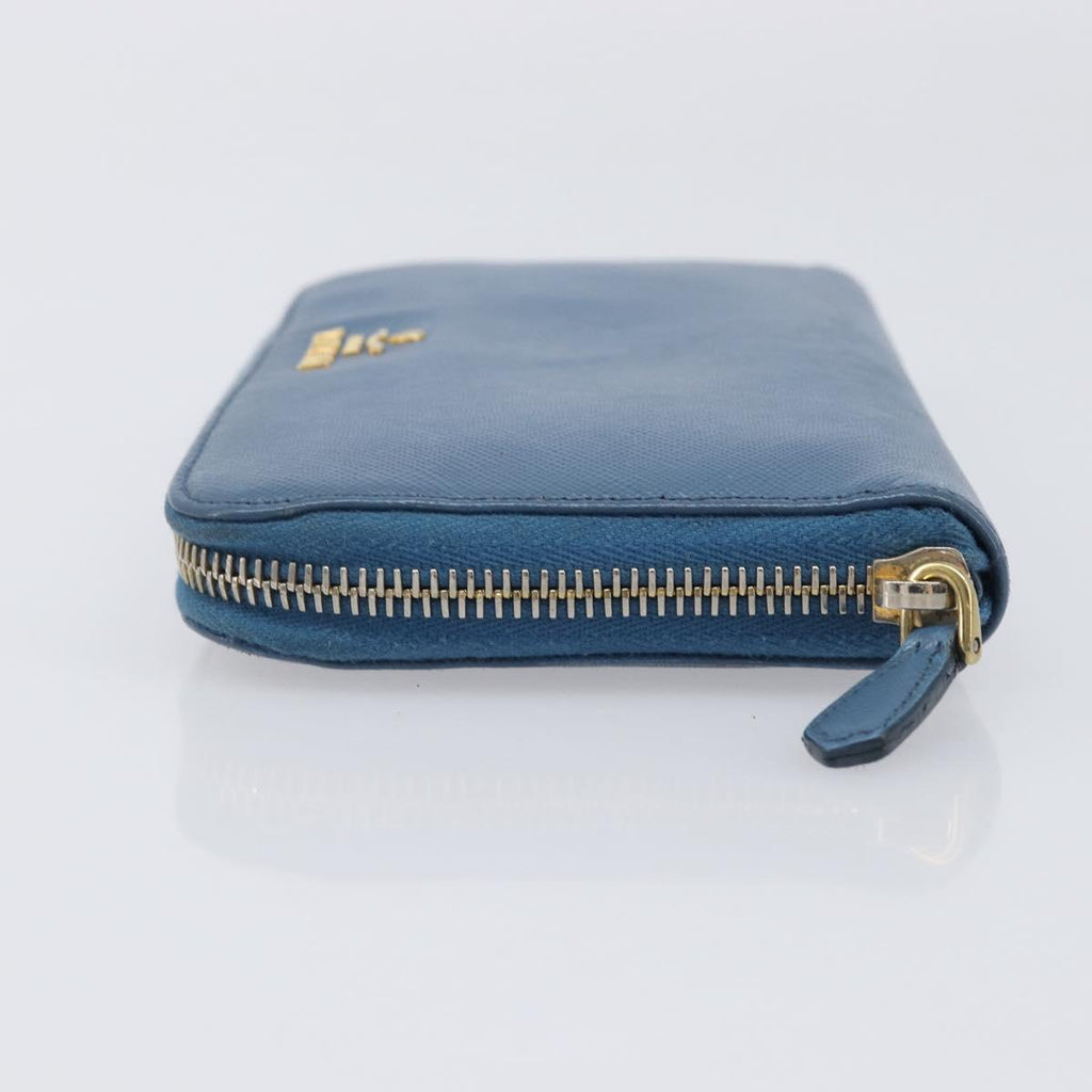 PRADA Long Wallet Safiano Leather Blue Gold Auth 208819A